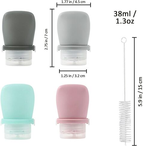 4Pcs Squeeze Salad Dressing Bottles, Leakproof Mini Sauce Condiment Bottles and Portable Dressing for Lunch with Bandage, Salad Dressing to Go Container with 2Pcs Cleaning Brush (38ml) in Kuwait