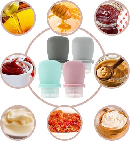 4Pcs Squeeze Salad Dressing Bottles, Leakproof Mini Sauce Condiment Bottles and Portable Dressing for Lunch with Bandage, Salad Dressing to Go Container with 2Pcs Cleaning Brush (38ml) in Kuwait