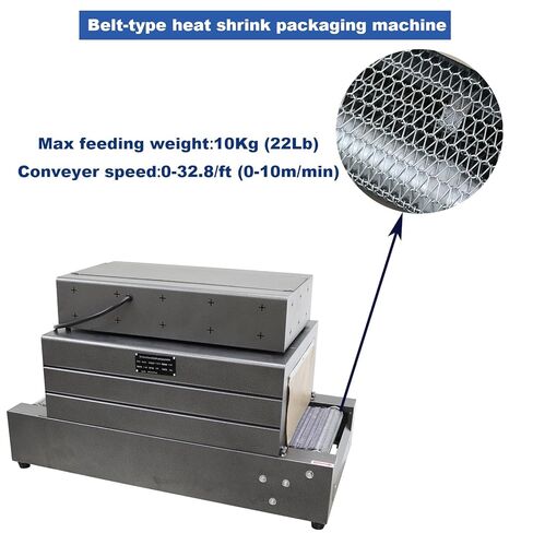 Heat Shrink Wrapping Machine Mesh Conveyor Belt Shrink Machine​ with Digital Control Panel 10Kg Capacity Max 40x20cm Shrink Size 220V 5500W in Kuwait