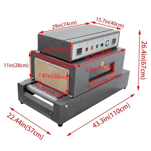 Heat Shrink Wrapping Machine Mesh Conveyor Belt Shrink Machine​ with Digital Control Panel 10Kg Capacity Max 40x20cm Shrink Size 220V 5500W in Kuwait