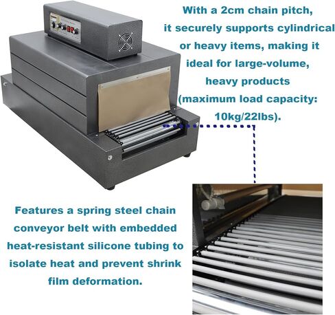 Heat Shrink Tunnel Packaging Machine Electric Tunnel Packaging Equipment Shrink Wrap Machine for PVC/POF Films 220V 5500W 16"x8" Max Size 10KG Capacity in Kuwait