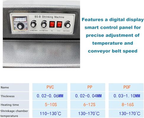 Heat Shrink Tunnel Packaging Machine Electric Tunnel Packaging Equipment Shrink Wrap Machine for PVC/POF Films 220V 5500W 16"x8" Max Size 10KG Capacity in Kuwait