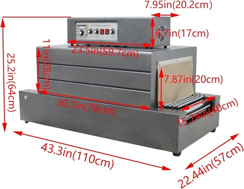 Heat Shrink Tunnel Packaging Machine Electric Tunnel Packaging Equipment Shrink Wrap Machine for PVC/POF Films 220V 5500W 16"x8" Max Size 10KG Capacity in Kuwait