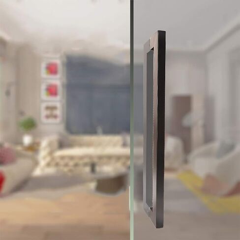 Matte Black Stainless Steel Square Tube Commercial Push-Pull Door Handle/Glass Door Handle/Wooden Door Handle, 4 Lengths (Size : Length600mm) (Length600mm) in Kuwait