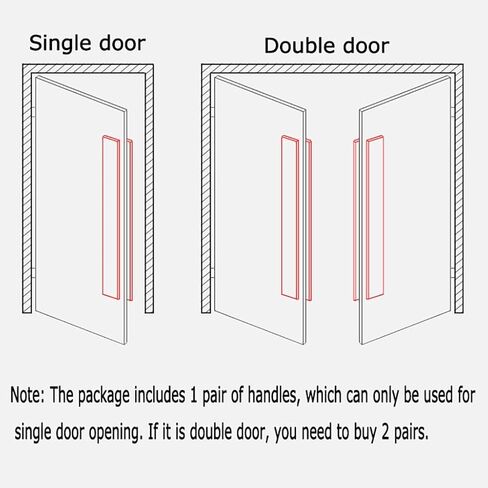 Matte Black Stainless Steel Square Tube Commercial Push-Pull Door Handle/Glass Door Handle/Wooden Door Handle, 4 Lengths (Size : Length600mm) (Length600mm) in Kuwait