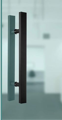 Black Heavy Duty Stainless Steel Square Tube Commercial Push-Pull Door Handle/Glass Door Handle/Barn Door Pull Handle (Black 1200 * 800Mm) in Kuwait