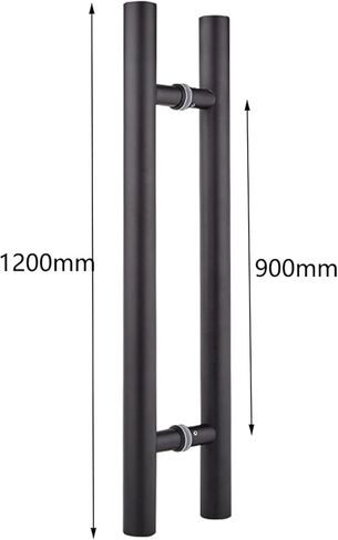 2 Pack Industrial Pipe Door Pull Handle, Black Rustic Industrial Grab Bar, Stainless Steel Door Handle H-Shape, for Home/Shop/Garage/Office (Size : 800 * 600mm) (Black 1200 * 900mm in Kuwait
