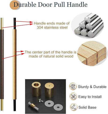 Double-Sided Wooden Sliding Door Handle, Push Pull Design for Commercial Spaces in Kuwait