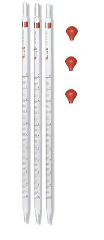Borosilicate Glass Pipette Graduated - 10ml X 3 with Pipette Bulb-(Pack of 3) in Kuwait