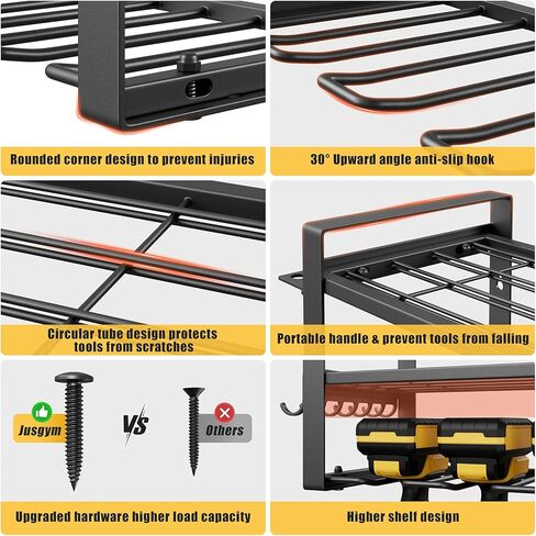 Power Tool Organizer Wall Mount, 3-Tier Tool Storage Rack with 8 Drill Holders, 300LBS Load Heavy Duty Cordless Tool Shelf for Garage Organization, Gift for Men in Kuwait