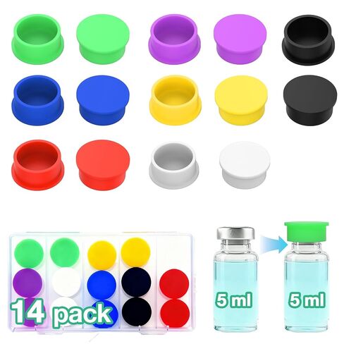 14 Packs 3ml Glass Vials Protective Vial Caps (7 Colors) Reusable Silicone Caps Covers for 1ml 2ml 3ml 4ml Glass in Saudi Arabia