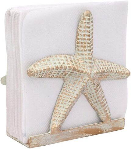 THDC Nautical Napkin Holder, Lunch, Dinner, Nautical Collection Napkin Holder, Made of Metal (Star Distressed Off-White) in Saudi Arabia
