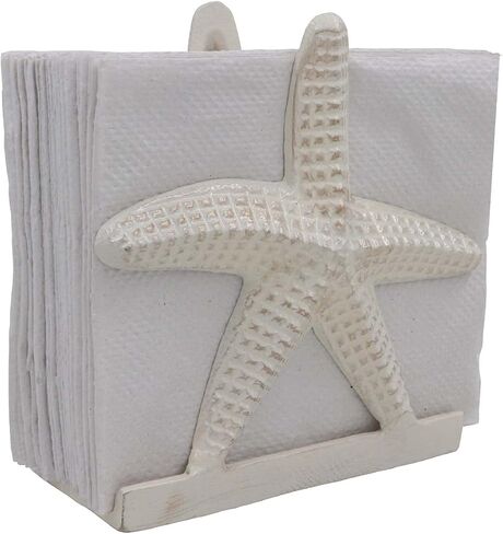 THDC Nautical Napkin Holder, Lunch, Dinner, Nautical Collection Napkin Holder, Made of Metal (Star Distressed Off-White) in Saudi Arabia