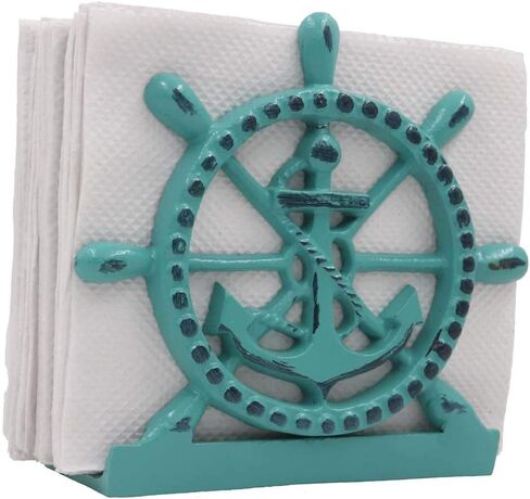 THDC Nautical Napkin Holder, Lunch, Dinner, Nautical Collection Napkin Holder, Made of Metal (Star Distressed Off-White) in Saudi Arabia