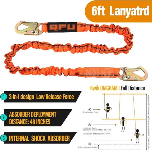 Full Body Safety Harness & Fall Protection Kit with Padded Straps, ANSI Compliant, Includes Shock-Absorbing Lanyard for Roofing, Construction and Industrial Use in Saudi Arabia