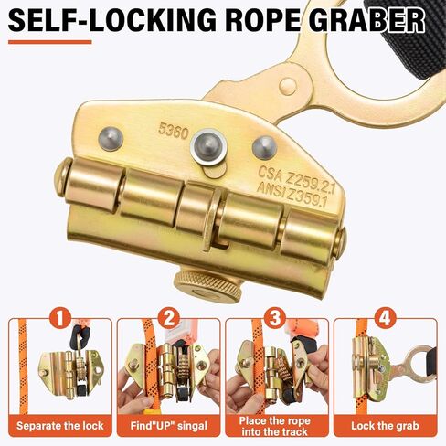 Safety Harness Fall Protection Kit - Roofing Harnesses 50ft Safety Rope Lanyard Kit 5 Gallon Bucket Kit Roof Top Anchor Construction Work 20pcs Nails Included in Saudi Arabia