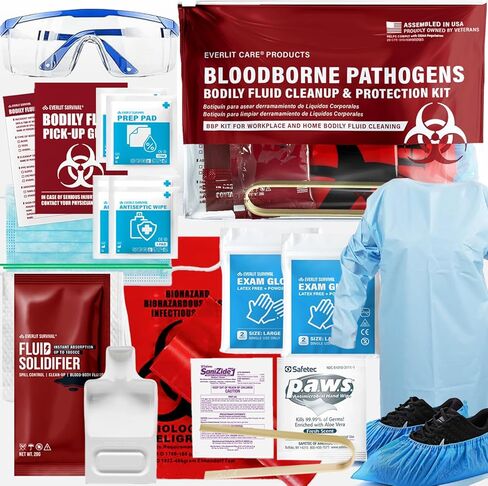 Bodily Fluid Cleanup OSHA Compliant Bloodborne Pathogens Spill Kit Body Protection PPE from Exposure to Blood Vomit and Other potentially infectious Materials (1 Pack) in Kuwait