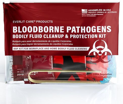 Bodily Fluid Cleanup OSHA Compliant Bloodborne Pathogens Spill Kit Body Protection PPE from Exposure to Blood Vomit and Other potentially infectious Materials (1 Pack) in Kuwait