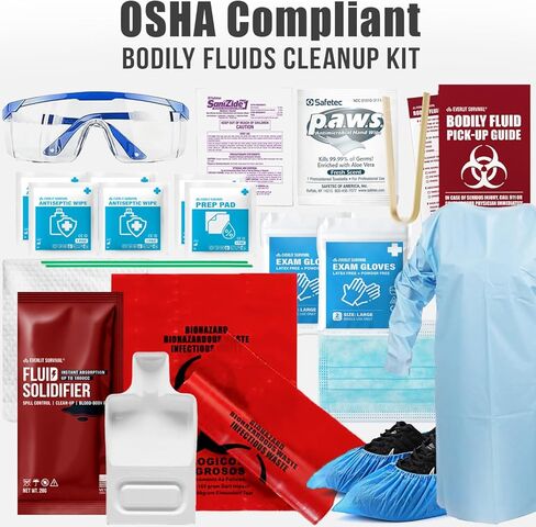 Bodily Fluid Cleanup OSHA Compliant Bloodborne Pathogens Spill Kit Body Protection PPE from Exposure to Blood Vomit and Other potentially infectious Materials (1 Pack) in Kuwait