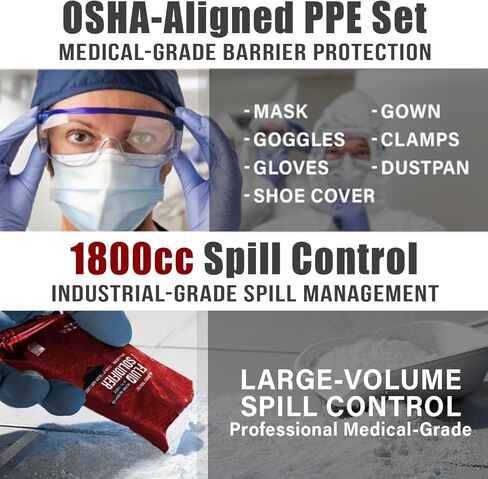 Bodily Fluid Cleanup OSHA Compliant Bloodborne Pathogens Spill Kit Body Protection PPE from Exposure to Blood Vomit and Other potentially infectious Materials (1 Pack) in Kuwait