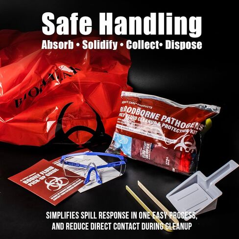 Bodily Fluid Cleanup OSHA Compliant Bloodborne Pathogens Spill Kit Body Protection PPE from Exposure to Blood Vomit and Other potentially infectious Materials (1 Pack) in Kuwait