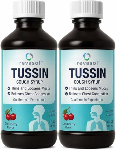 Tussin Cough Syrup و Phlegm و Mucus Support ، على الصدر غير ذاهب للبالغين والأطفال 12 وما فوق ، الدعم المخاط للمقدرة ، مُغسل غويفينيسين in Kuwait