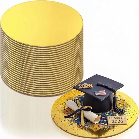 LemonRoad 150 Pcs 4 Inch Cake Boards Round Mini Card board 2 mm Thickness Proof Grease Mousse Cupcake Base Disposable Circle Plate Cardboard for Kitchen Baking Caking Dessert Cupcake Tray(Golden) in Saudi Arabia