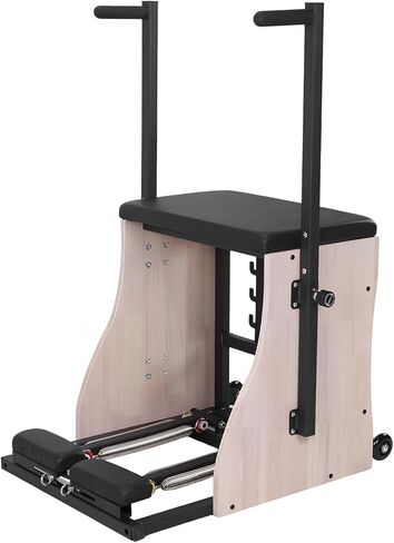 Generic Oak Wood Pilates Chair Reformer Machine Split Pedal Fitness Reformer with Resistance Bands and Springs Split Pedal Handles for Workout Equipment Home Gym or Studio in Saudi Arabia