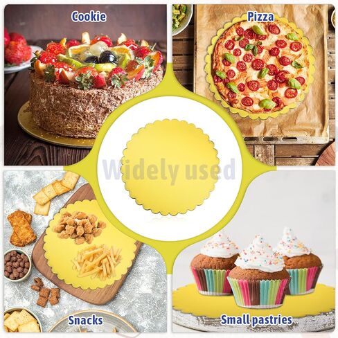 Giantree 50 Pack 10 Inch Gold Cake Boards Round Disposable Cake Base Board Circle Cakes Cardboard Rounds Scallop Edge Grease Proof Coated Plate for Wedding Christmas Birthday Decorating in Saudi Arabia