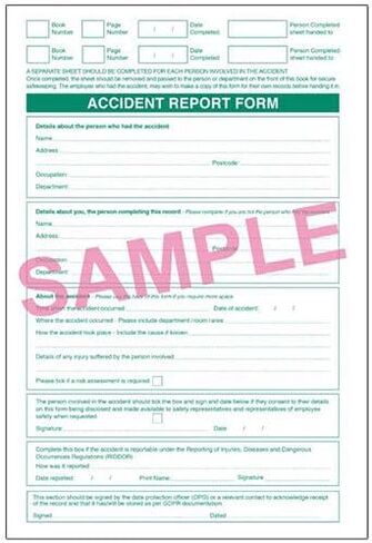 GDPR Compliant Business/Workplace Accident Report Book - A4 in Saudi Arabia