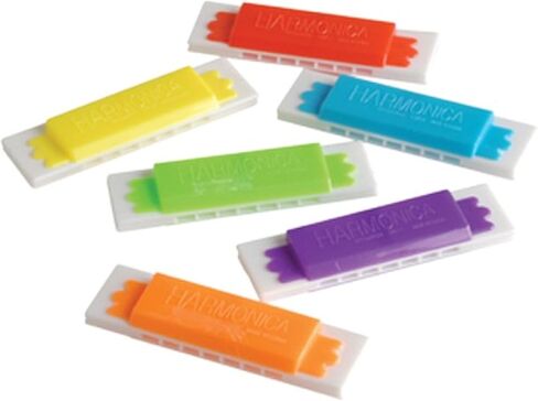 Lot of 12 Assorted Color Mini Plastic Toy Harmonicas in Kuwait