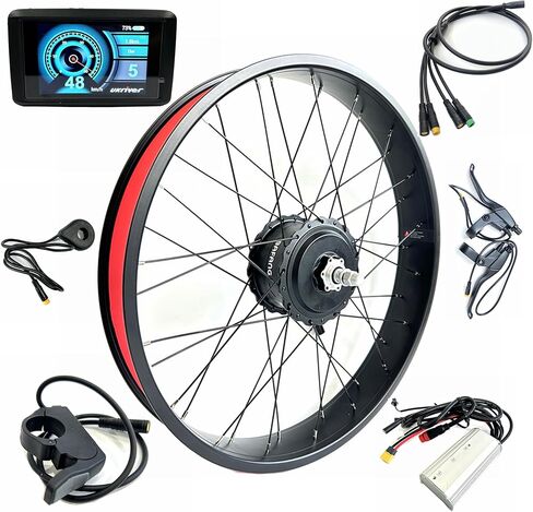 26x4.0 inch Front Drive Electric Bicycle Hub Motor 48V1000W Fat Bike Motor Kit 135mm Dropout Double Wall Rim TFT Color Display in Kuwait