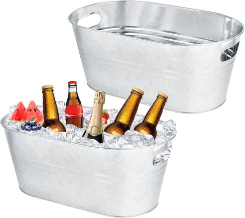 OBTANIM 4 Pack 4 Gallon Galvanized Ice Buckets Metal Champagne Drink Cooler Storage Ice Tub with Carry Handles for Beer Cocktails Wine Beverage Home Parties Bar Cooling Supplies in Saudi Arabia