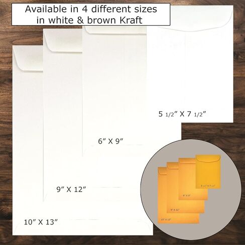 500 Cashier Depot 6" x 9" Catalog Envelope (Open End), Premium 24lb White, Gum Flap (500 Envelopes) in Kuwait