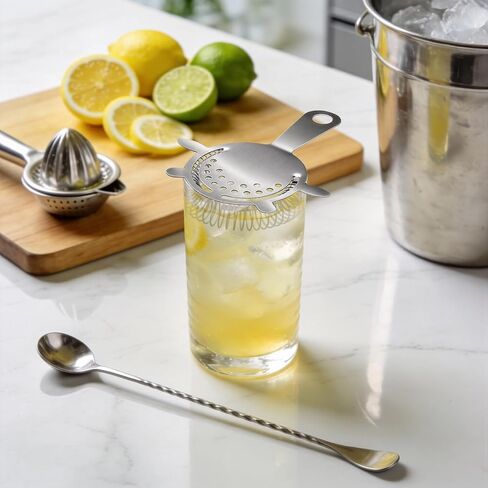 مصفاة كوكتيل من الفولاذ المقاوم للصدأ قطعتين من كيريكو، مصفاة مشروبات مع زنبرك عالي الكثافة، أدوات بار ملحقات شيكر الكوكتيل لصب المشروبات بسلاسة، تناسب هزازات بوسطن وكؤوس الخلط in Kuwait