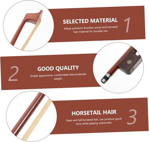 Horsetail Student Cello Bow for Beginners 1/8 Size Musical Instrument Bow for Practice Durable and Flexible Design Ideal for Cello Students and Teachers in Saudi Arabia