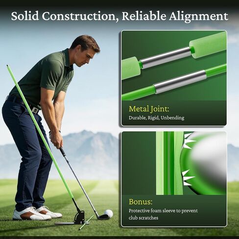 [Upgraded] Golf Alignment Sticks Holder with Angle Adjustment, Metal Base, Detachable Rods with Metal Joints, Golf Swing Training Aid for Putting, Full Swing, Posture Correction, Portable Golf Trainer in Saudi Arabia