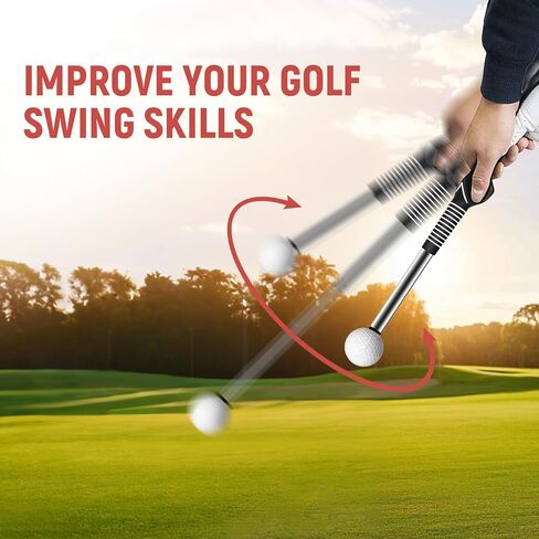 مدرب جولف سوينغ مع عمود قابل للسحب - مدرب قبضة جولف للإيقاع والقوة وممارسة الإحماء، مساعد تدريب جولف محمول للمنزل والمدى in Kuwait