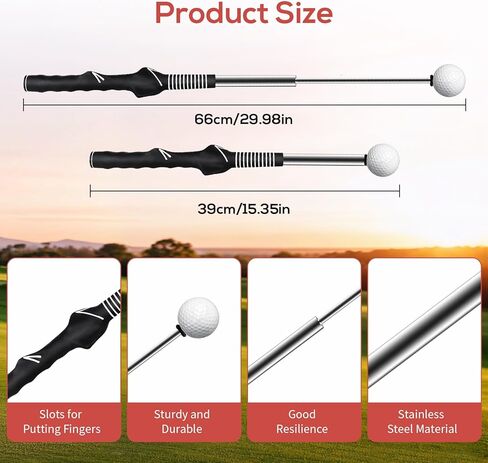 مدرب جولف سوينغ مع عمود قابل للسحب - مدرب قبضة جولف للإيقاع والقوة وممارسة الإحماء، مساعد تدريب جولف محمول للمنزل والمدى in Kuwait