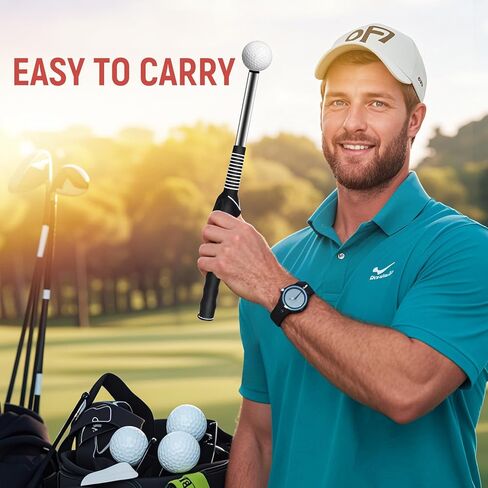مدرب جولف سوينغ مع عمود قابل للسحب - مدرب قبضة جولف للإيقاع والقوة وممارسة الإحماء، مساعد تدريب جولف محمول للمنزل والمدى in Kuwait