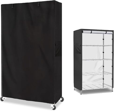 Storage Shelf Cover, Waterproof Dustproof Shelving Unit Protector, Fits 48"Wx20"Dx72"H, With Zipper, Black (Cover Only) in Kuwait
