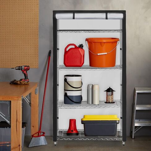 Storage Shelf Cover, Waterproof Dustproof Shelving Unit Protector, Fits 48"Wx20"Dx72"H, With Zipper, Black (Cover Only) in Kuwait