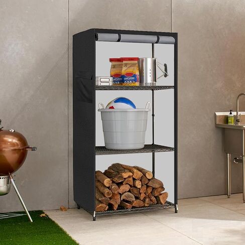 Storage Shelf Cover, Waterproof Dustproof Shelving Unit Protector, Fits 48"Wx20"Dx72"H, With Zipper, Black (Cover Only) in Kuwait