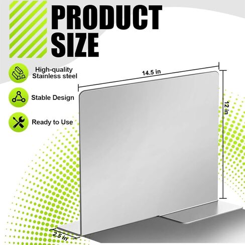 12"H Stainless Steel Commercial Ice Bin Divider Partition - 14.5" L x 5" D, Heavy Duty Resistant Organizer for Bar Ice Bins (Removable, Two-Section Design) in Kuwait