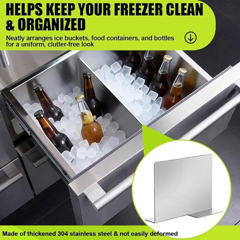 12"H Stainless Steel Commercial Ice Bin Divider Partition - 14.5" L x 5" D, Heavy Duty Resistant Organizer for Bar Ice Bins (Removable, Two-Section Design) in Kuwait