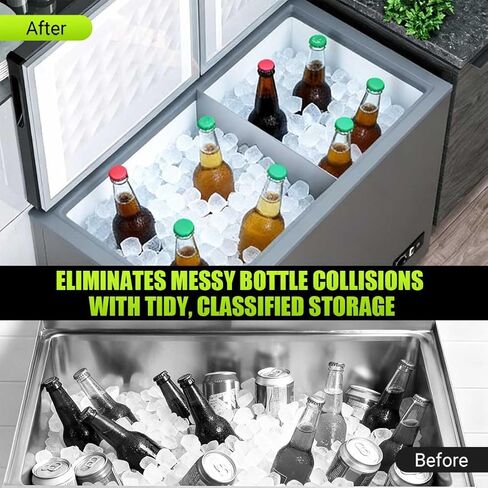 12"H Stainless Steel Commercial Ice Bin Divider Partition - 14.5" L x 5" D, Heavy Duty Resistant Organizer for Bar Ice Bins (Removable, Two-Section Design) in Kuwait