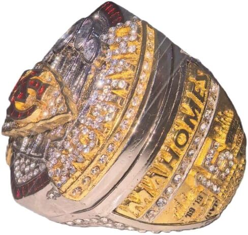 Rare Legacy KcTeam 2024#15Mahomes Rugby Gold Championship Ring - صندوق صندل شفاف عالي المستوى مطلي بالذهب/الفضة • عرض طبق الأصل للبالغين in Saudi Arabia