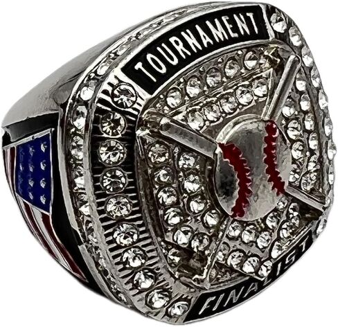 Discount Sports Rings HOME PLATE FINALIST RING — SILVER BODY, CLEAR STONE , Premium Softball Baseball Ring/Player/Team Awards/Tournament Ring 1-45, Clear,Silver in Saudi Arabia