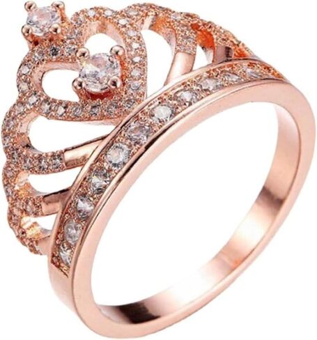 Silver Plated Round Cut Created White Topaz Cubic Zirconia Pave Filled Engagement Wedding Proposal Promise Wave Band Crown Ring for Women Lover in Saudi Arabia