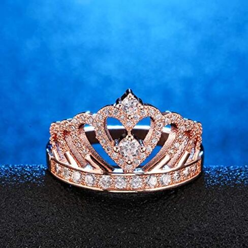 Silver Plated Round Cut Created White Topaz Cubic Zirconia Pave Filled Engagement Wedding Proposal Promise Wave Band Crown Ring for Women Lover in Saudi Arabia